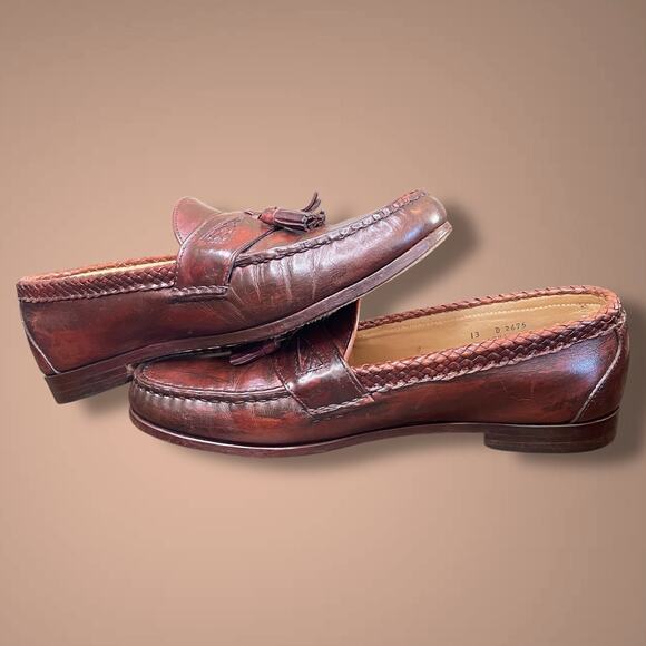 Men's 13D ALLEN EDMONDS Maxfield Dark Chili Leather Tassel Loafers With Box EUC - Picture 6 of 11